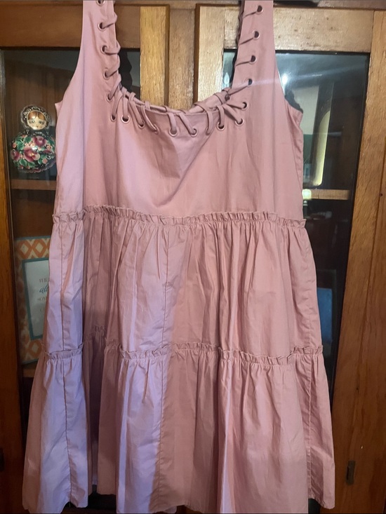 Auerum Dresses & Skirts - Aureum Pink Tiered Babydoll Mini Dress Lace Up Grommet Size M NWT